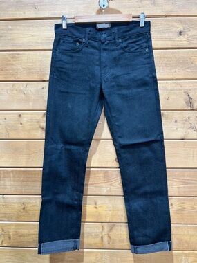 Uniqlo Black Slim Straight Selvedge Denim Jeans 28x32 NWOT